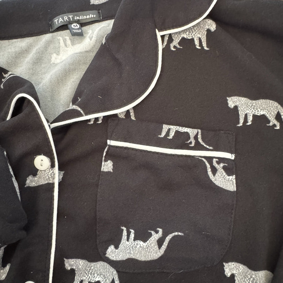 TART Intimates Pajama Set Womens Medium Leopard Print Soft Button Up Athleisure - Picture 11 of 11